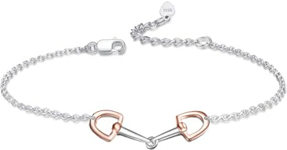 YFN Pulsera de caballo de plata de ley con forma de broca, joya para estribo, regalo para los amantes de los caballos para mujer