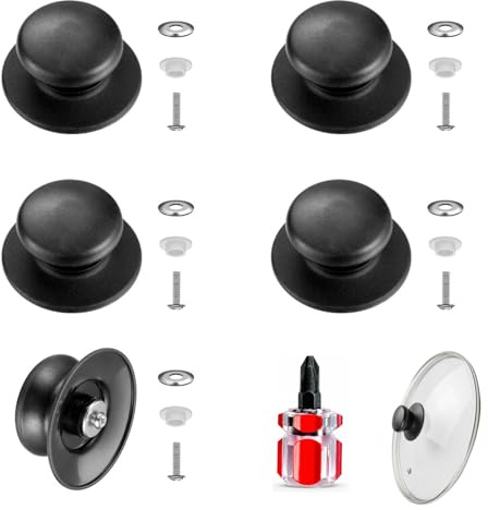5 Pièces Boutons Poignée Couvercle Casserole Universels en Bakélite — Replacement Saucepan Lid Knobs, Boutons de Couvercle de Pot Résistants à la Chaleur, avec Vis, pour Poêle, Marmite