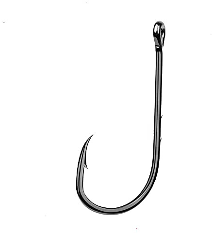 Lot de 100 Hameçons de Pêche en Acier à Haute Teneur en Carbone - Solides et Pointus Avec Ardillons, Extra Tranchants pour Eau Douce et Eau de Mer (1/0#)