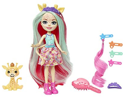 Enchantimals Deluxe Hair - Puppen Set mit Zemirah Zebra, Gillian Giraffe und Charisse Cheetah, 5 Haarspiel-Accessoires und Beste Freunde Grainy, Pawl und Grinsy, für Kinder ab 4 Jahren, HNV29
