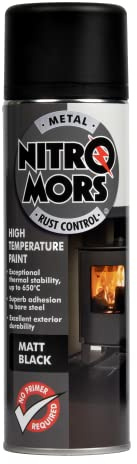 Nitromors High Temperature Matt Black, Spray Paint 650°C Resistant to Heat Petrol Oils Durable Finish for BBQs Steel Surfaces 500 ml