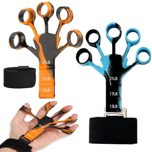 JOOVCC - Exerciteur de doigts - Renforcement des mains - Clip en acier inoxydable, 6 niveaux de résistance, entraînement de la poignée en silicone pour le tennis, l'escalade et autres activités
