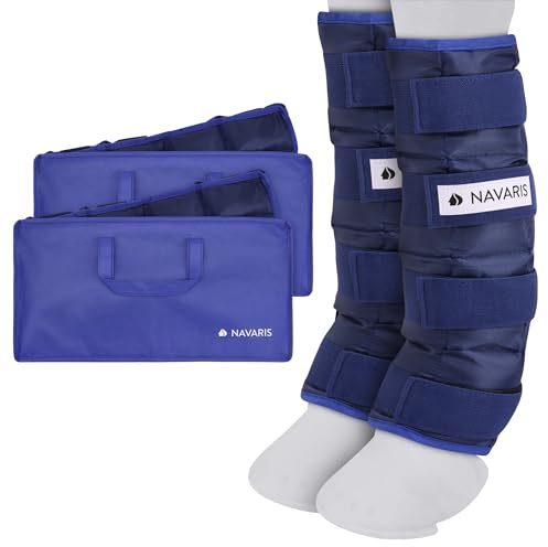 Navaris Polainas de Refrigeracion Caballo - 2X Acumuladores de Frio para Patas de Caballo - Talla Única Ajustable - Fácil de Aplicar - 2X Bolsa de Frio Protectores Caballo