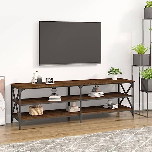 Homgoday TV-bänk brun plywood ek 160 x 40 x 50 cm, TV-ställ vardagsrum matsal soffbord TV musikutrustning garderob TV-möbler TV-möbler
