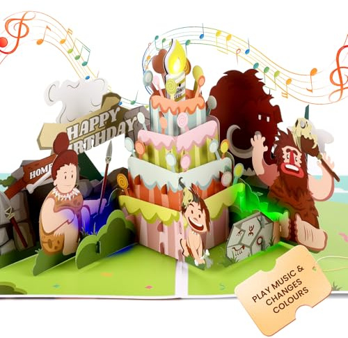 Birthday Card, Musical Birthday Cards for Boys, 3D Pop Up Birthday Cards w lights for Grandson, Happy Birthday Gifts for Kids 1/2/3/4/5/6/7/8/9 years Kids Boy Son Grandson Nephew Teenager