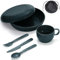 Berglander Kit da campeggio con ciotola, piatto, tazza, cucchiaio, forchetta, coltello borsa per il trasporto, attrezzatura da viaggio in campeggio per viaggi, facile da trasportare e pulire (Verde)