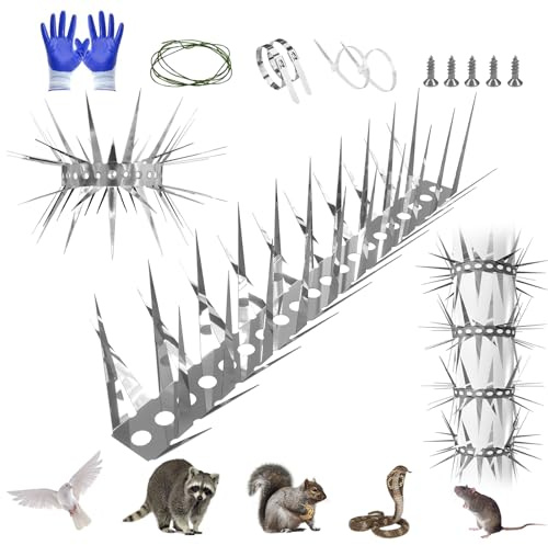 Marderabwehr,Taubenabwehr,Vogelabwehr-Spikes,Marderschreck für Fallrohr,Balkon,Dachrinne,zum Vertreiben von Eichhörnchen,Waschbären,Katzen,Verschlungene Dornen – optimaler Schutz,schneidbar(100 cm)