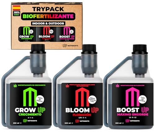 UP NUTRIENTS Trypack Fertilizante Grow, Bloom & Boost 500 ml | Abono 100% Orgánico Indoor & Outdoor Enraizamiento, Crecimiento y Engorde Floración Cogollos | Estimulador Flores y Plantas (500 ML)