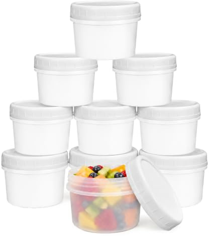 10pk Small Plastic Food Containers with Lids - 160ML Reusable Snack Box