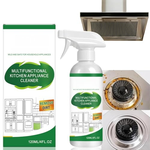 120ml Multi-Purpose Heavy Duty Degreaser Spray, Oven Cleaner & Kitchen Appliance Cleaner for Stove Glass, Ceramic Hob, Air Fryer & Stainless Steel, All-Purpose Grease Remover & Oil Stain Remover Spray
