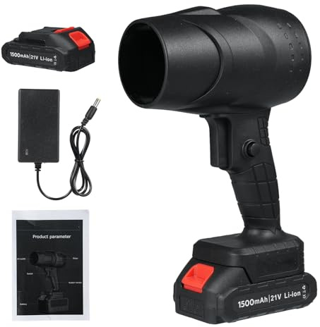 Fafeicy Souffleur de Poussière sans Fil 1050 W Puissant Ventilateur Jet Plumeau électrique Portatif Vitesse 30 M/s avec alimenté par Batterie pour le Nettoyage de (Prise UE et 2 batteries)