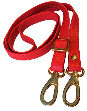 Josephine Osthoff - SCHULTERRIEMEN Echtleder Ersatzriemen Gurt Crossbody Strap Ersatz 135 cm Länge 2 cm Breite, Farbe:Kirsche/Gold