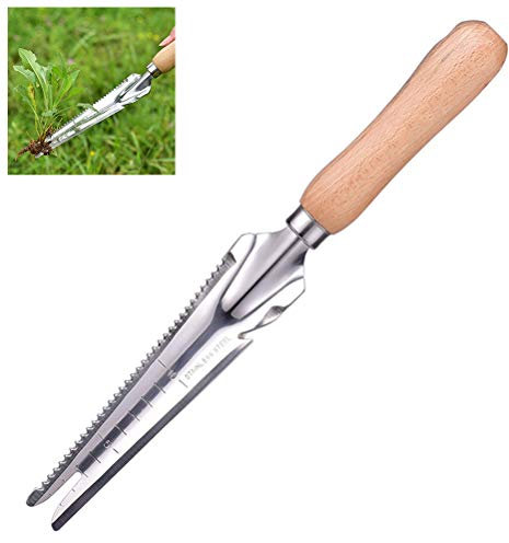 ALBEFY Coltello da Diserbo Multifunzione, Falce da Diserbo con Manico in Legno in Acciaio Inossidabile, Pala da Diserbo da Giardinaggio Manuale, Robusta, Antiscivolo, per Semina e Diserbo