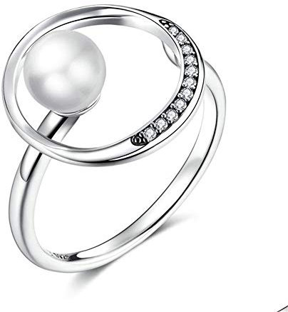 Joielavie - Anello in argento Sterling 925 con perle bianche e zirconi, per ragazze e donne