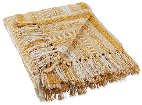 DII Braided Striped Throw, 50x60, Honey Gold