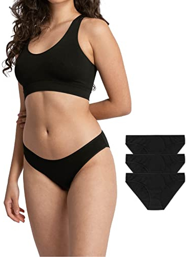 Snocks Damen Unterwäsche Slip aus Bio-Baumwolle (3er Pack) - Unterhosen Frauen Klassisches Schlichtes Design - Perfekte Passform - Kein Einschneidendes Gummiband - Gr. M - Farbe Schwarz