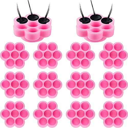 Maitys 200 Pcs Flower Glue Cup Lash Glue Holder Eyelash Extension, Pink