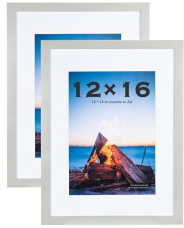 Scholartree Grau 2er Set Bilderrahmen 30x40 cm MDF Holz-Rahmen mit bruchsicherem Acrylglas, Ideal für Collage Portraits & Urkunden