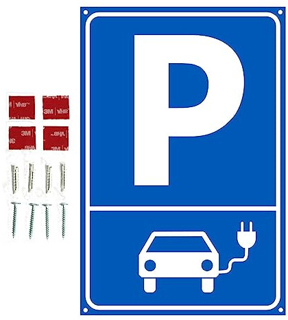 TRQdesign Parkplatz Elektroauto Schild 20 x 30 cm mit Löchern