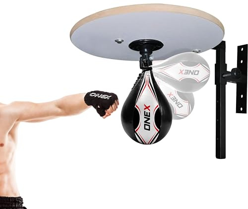 Speed Ball Platform Adjustable Punching Speed bag Wall Mounted Hanging Speedball Platform Fitness Boxing Training MMA Heavy Duty Wall Mounting Frame (WHITE)