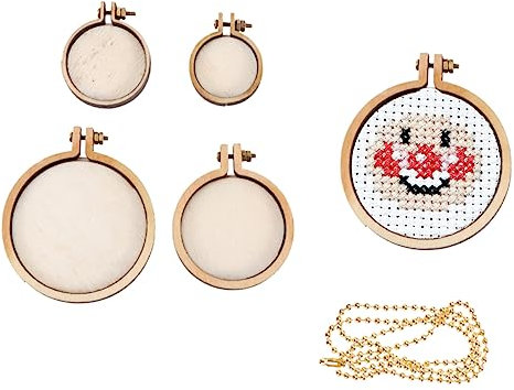 Lurrose Stickrahmen Holz 15 Cm 5 Stück Mini Kreuzstich Rahmen Rund Oval Für Basteln Und Stickbilder Kreuzstich Zubehör