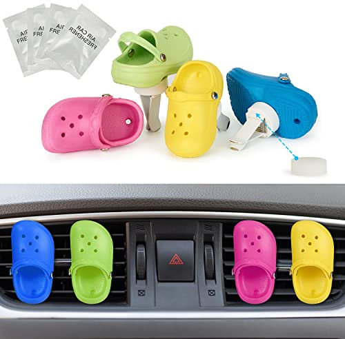 4 Pack Cute Shoe Air Freshener Vent Clips with 4PCS Refills Solid Fragrance Replacement Pads, Car Interior Decor Accessories for Men/Women for Friends