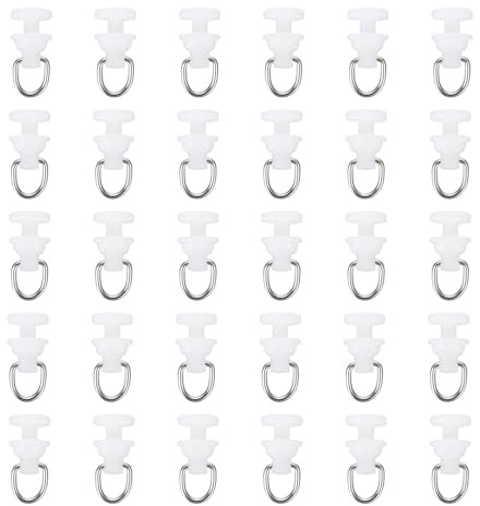uxcell 50Pcs Curtain Track Glider Pulley Straight Curved Curtain Track Rollers for Window Tracks Carrier Accessories White