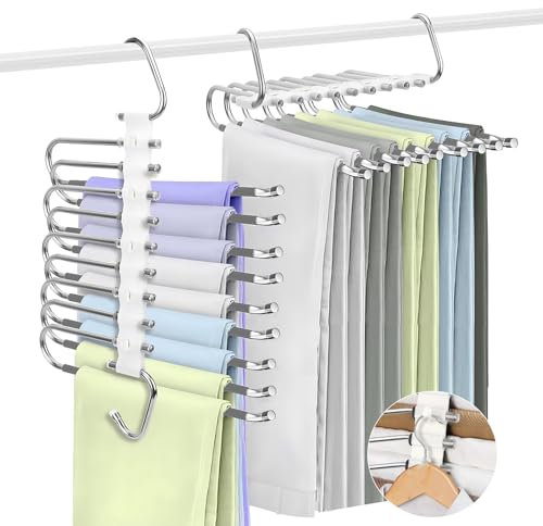 ZPQAODI Grucce salvaspazio 2 pezzi acciaio inox pieghevoli antiscivolo multiuso bianco grigio