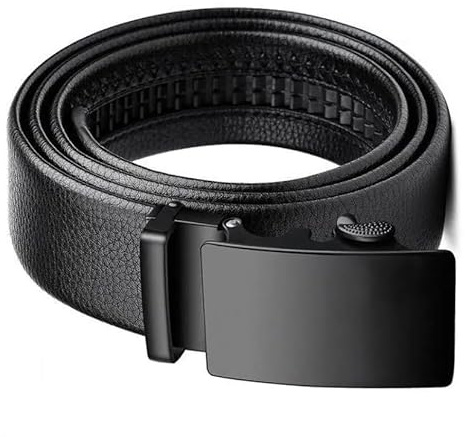 spanshop Cinturón Hombre Cuero Sintetico y hebilla Automática ajustable Cinturón De Hombre -Tamaño Ajustable cinturon negro chico, cinturones negros hombre, cinturones elegantes.
