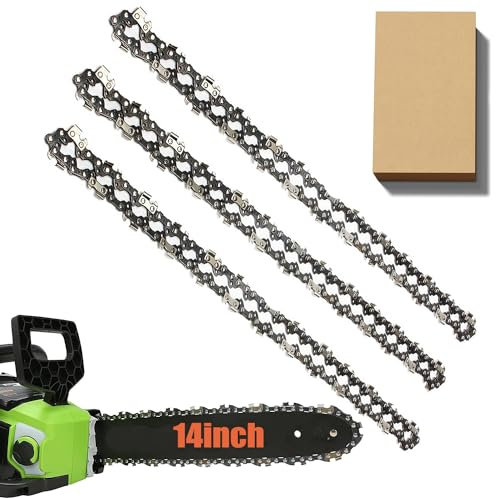 3 Pack Chainsaw Chain for 14 Inch (35cm) Bar, 3/8 LP 52 Drive Links .043 Gauge, Replacement Chain fits for Makita DUC353, Bosch AKE35-19S, Einhell, Husqvarna, Oregon and More