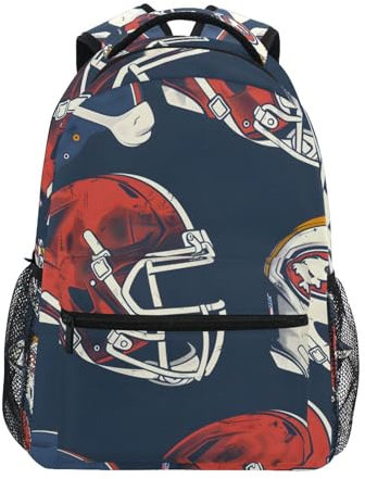Mnsruu Schulrucksack mit American Football-Helmen, für Mädchen, Jungen, Kinder, Schulranzen, Rucksack, niedliche Büchertaschen, Tagesrucksack, leichte Reise-Laptop-Tasche, Kleinkind, Umhängetasche,