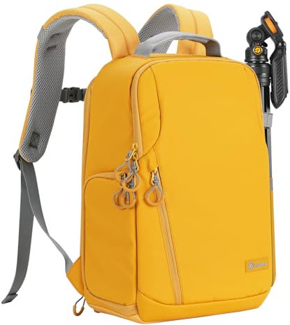 TARION Kamerarucksack Wasserdicht Fotorucksack SLR Kameratasche Kamera Rucksack mit 14 Zoll Laptopfach und Regenschutz für Spiegelreflexkameras-Gelb