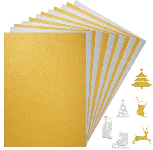 20 Stück Glitzerpapier zum Basteln,Gold Silber Glitzer Buntpapier, Glitzer Kartonpapier A4 Gold,Glitterkarton Bastelpapier für DIY Grußkarten Scrapbooking Glitter Craft Paper