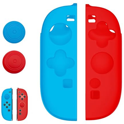 Haofun Custodia per Nintendo Switch 2 per Controller Joy Con, Custodia Protettiva in Silicone, Antiscivolo, Antigraffio, Impermeabile, Accessorio - Blu + Rossa