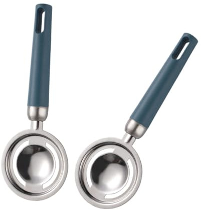 Mobestech Separatori Di Uova in Acciaio Inossidabile 2 Pezzi Manico in Pp Azzurro, Divisori Per Tuorlo D'uovo Pratici e Sicuri Per Uso Domestico in Cucina