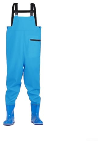 Besttoolifes Kids Chest Waders Having Wading Fishing Pvc Water-repellent Trousers for Boots Youth Outdoor Teenagers Gear for Streams Ponds and Rivers Integrated Boot (blue 30/31)