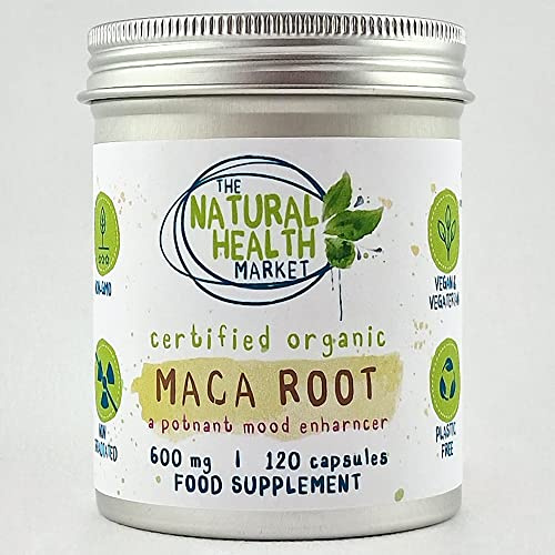 Organic Maca Root Capsules 600mg 120 Capsules by The Natural Health Market • Soil Association Organic Certified