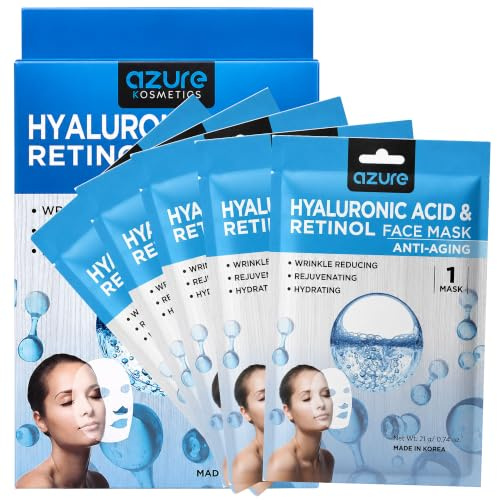 Retinol & Hyaluronic Acid Firming Face Mask Dermatologist Tested, 5 Pack