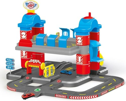 DOLU Autogarage ParkHaus Autogarage 2-Ebenen-Garage Kinderspielzeug Spiralstraßen