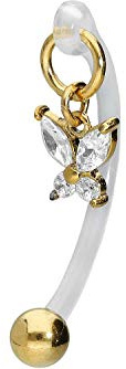 PIERCINGLINE PMFK Piercing banane + acier chirurgical | Papillon en cristal | Piercing intime du ventre | Choix de couleurs
