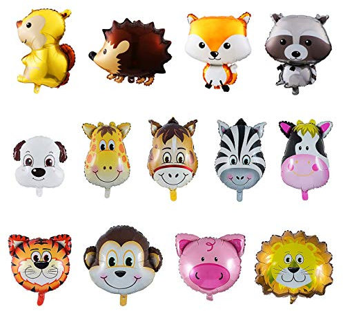 Kesote 13 Stück Folienballon Tier Heliumballons Tiere Helium Ballons Dschungel Tierballons Luftballons für Geburtstag Party Deko Geschenk Mitgebsel