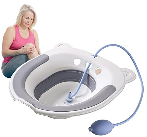Visiblurry Sitzbad-Set für Frauen - Zusammenklappbare Sitzbadewanne zur Linderung von Hämorrhoiden und zur Pflege nach der Geburt | Postpartale Pflege, Fissuren-Sitzbad-Toilette mit Spüler, Schlauch