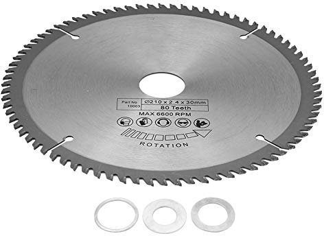 Hoja Sierra Circular, 210 x 30 mm, 80 Dientes Diámetro Interior, Hojas Circulares con 3 Juntas Tóricas, Cortador Inglete Redondo Madera para Máquinas Corte Mármol, Sierras Manuales Eléctricas, etc.