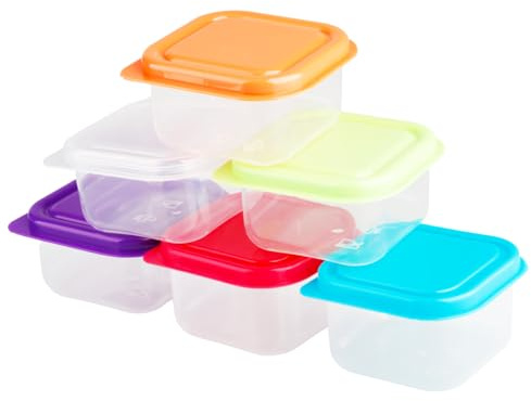 Thyonta 6 PCS Small Food Storage Containers - 5.5 * 5.5 * 3.5cm Small Fruit Crisper Boxes with Lids for Adult, Kids, Child, Baby, Pets, etc.