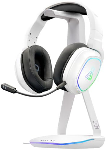 The G-Lab - K-Stand Hydrogen - Support de Casque Gamer – RGB 7 Couleurs, Bouton on/Off, 2 x Hub USB + USB-C, Base Antidérapante – Support Universel pour Casque Gamer PC/Ps5/Ps4/Xbox – Blanc - New