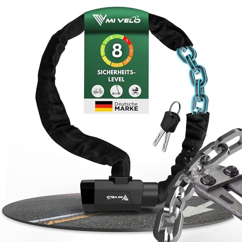 MIVELO Fahrradschloss Kettenschloss hohe Sicherheit - Schloss Fahrrad mit 6mm Vierkant-Kette I Radschloss aus gehärtetem Stahl mit Schlüssel 90cm