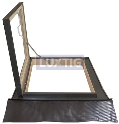 Lucernario per Tetto a Libro Finestra per Mansarda Skylight Laterale in Legno Alluminio Apertura Laterale per Uscita. Abbaino Certificato. Doppio Vetro per Isolamento Luxtig Dimensione Misura cm 50X70