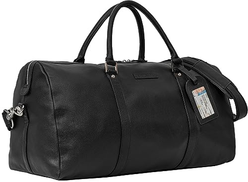 STILORD Herkules Borsa da Viaggio Grande in Pelle Weekender da Uomo Borsa Grande in pelle Borsa Sportiva da Donna Borsa da Weekend Pelle Colore:nero