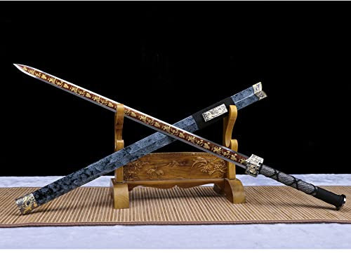 LQSMX sword Chinesisches Schwert/scharf/Zweihändiges Schwert, Einhandschwert 42.5in Schwerter echte Waffen Handgeschmiedeter Manganstahl