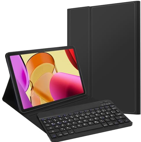 JADEMALL Für Fire Max 11 Tastatur Hülle für Fire Max 11 (2023, 13th Gen) 11 Zoll – Abnehmbare Bluetooth Tastatur ohne Hintergrundbeleuchtung, QWERTZ, Schlaf/Wach, Stiftablage, Vollschutz, Schwarz